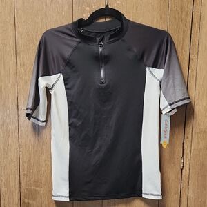 Cat & Jack Black and White Kids Swim Rashguard